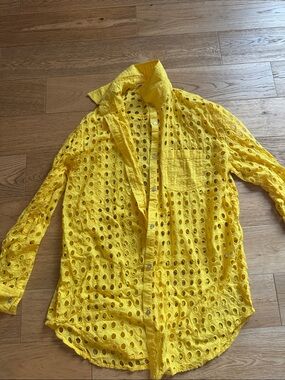 SOLID & STRIPED Yellow Men's Eyelet Button-Down Shirt